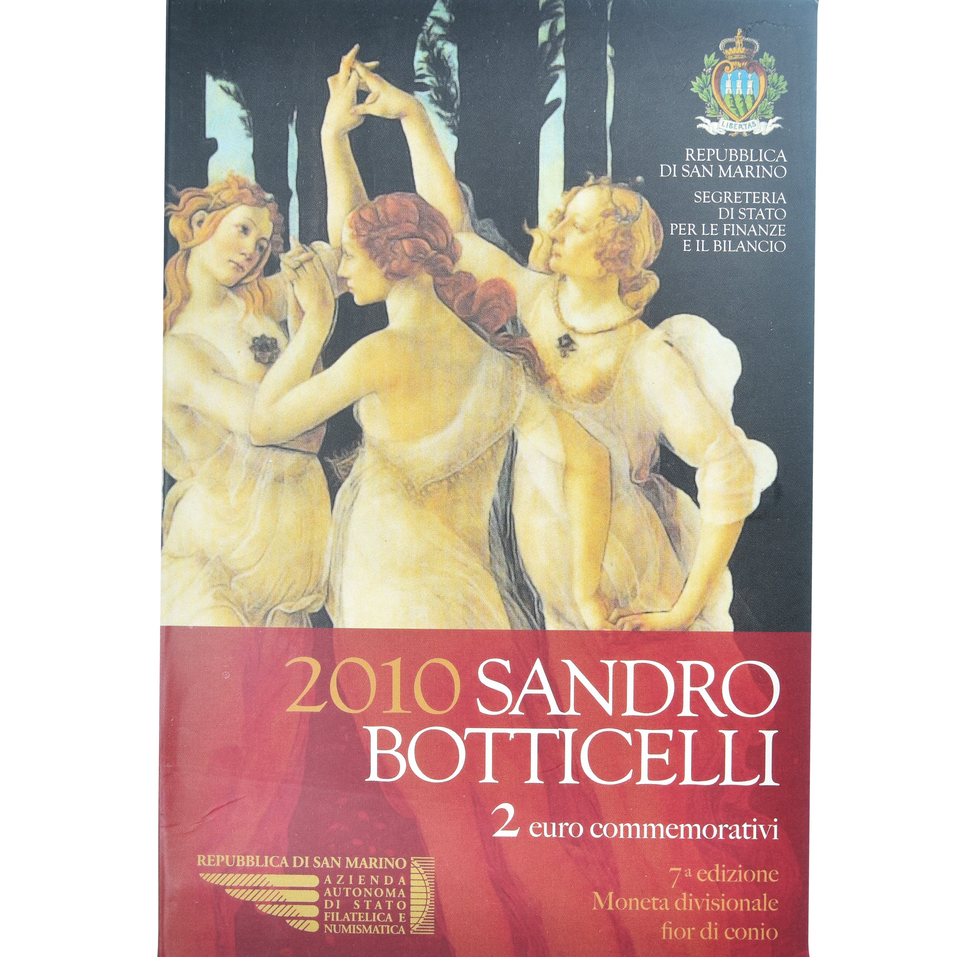 San Marino, 2 Euro, Sandro Botticelli, 2010, Rome, BU, MS(65-70), Bi-Metallic