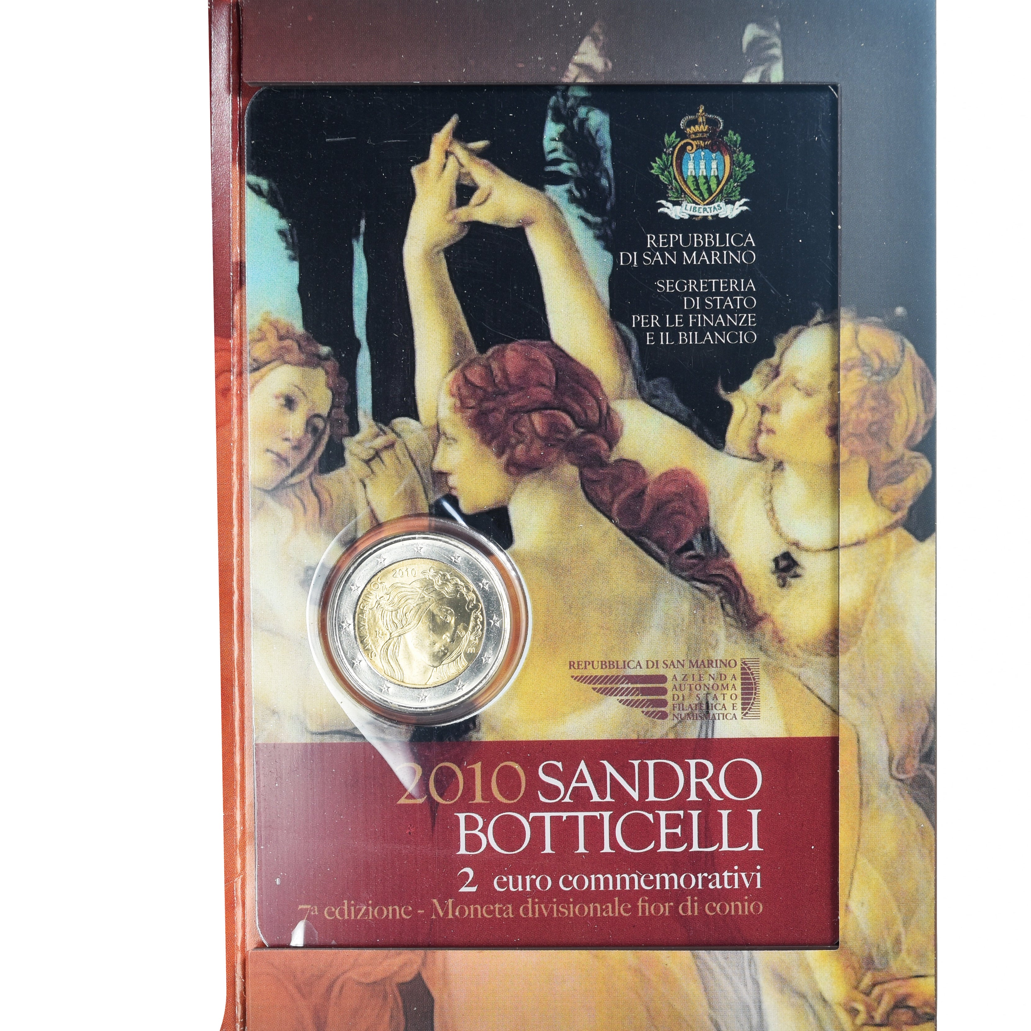 San Marino, 2 Euro, Sandro Botticelli, 2010, Rome, BU, MS(65-70), Bi-Metallic
