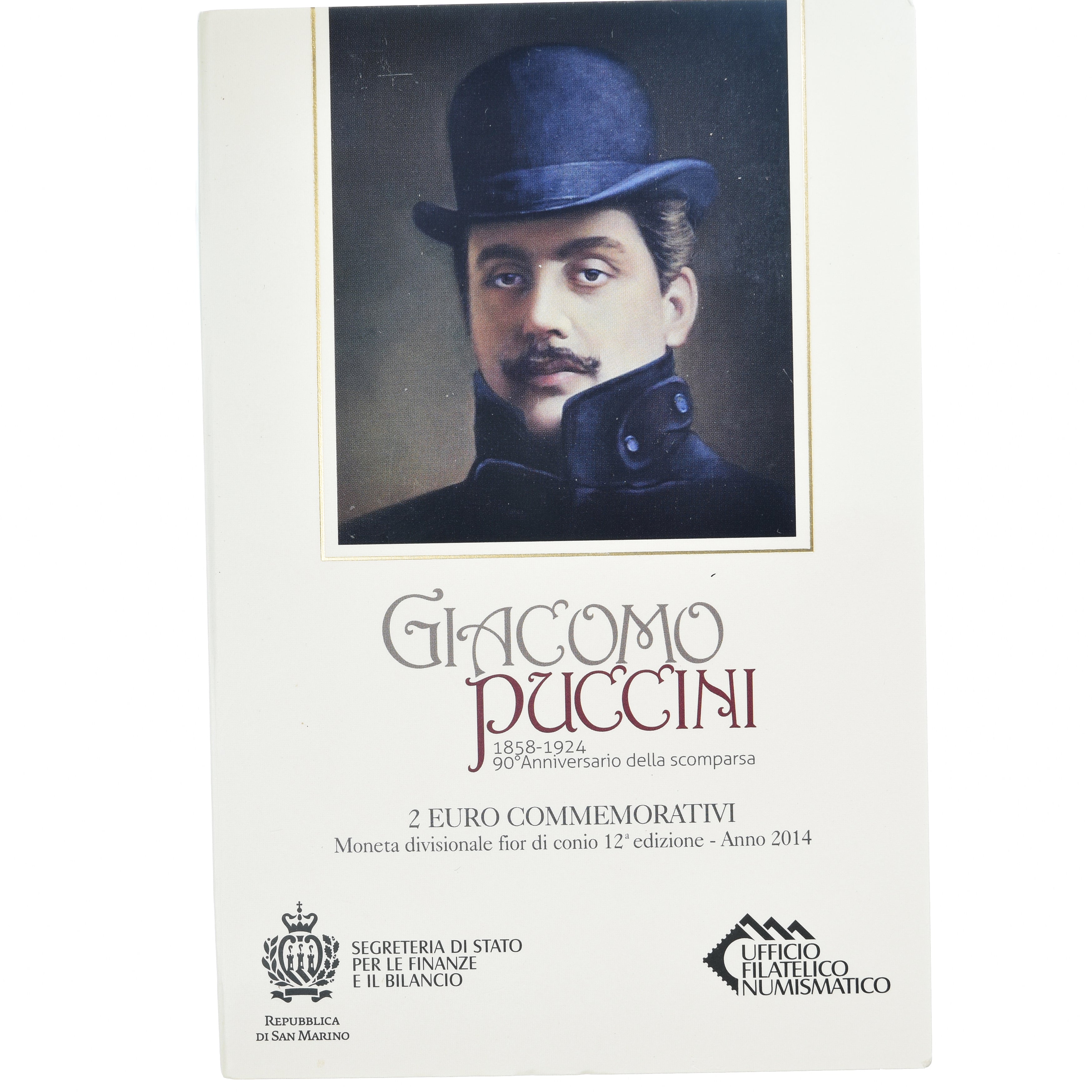 San Marino, 2 Euro, Giacomo Puccini, 2014, Rome, Special Unc., MS(65-70)
