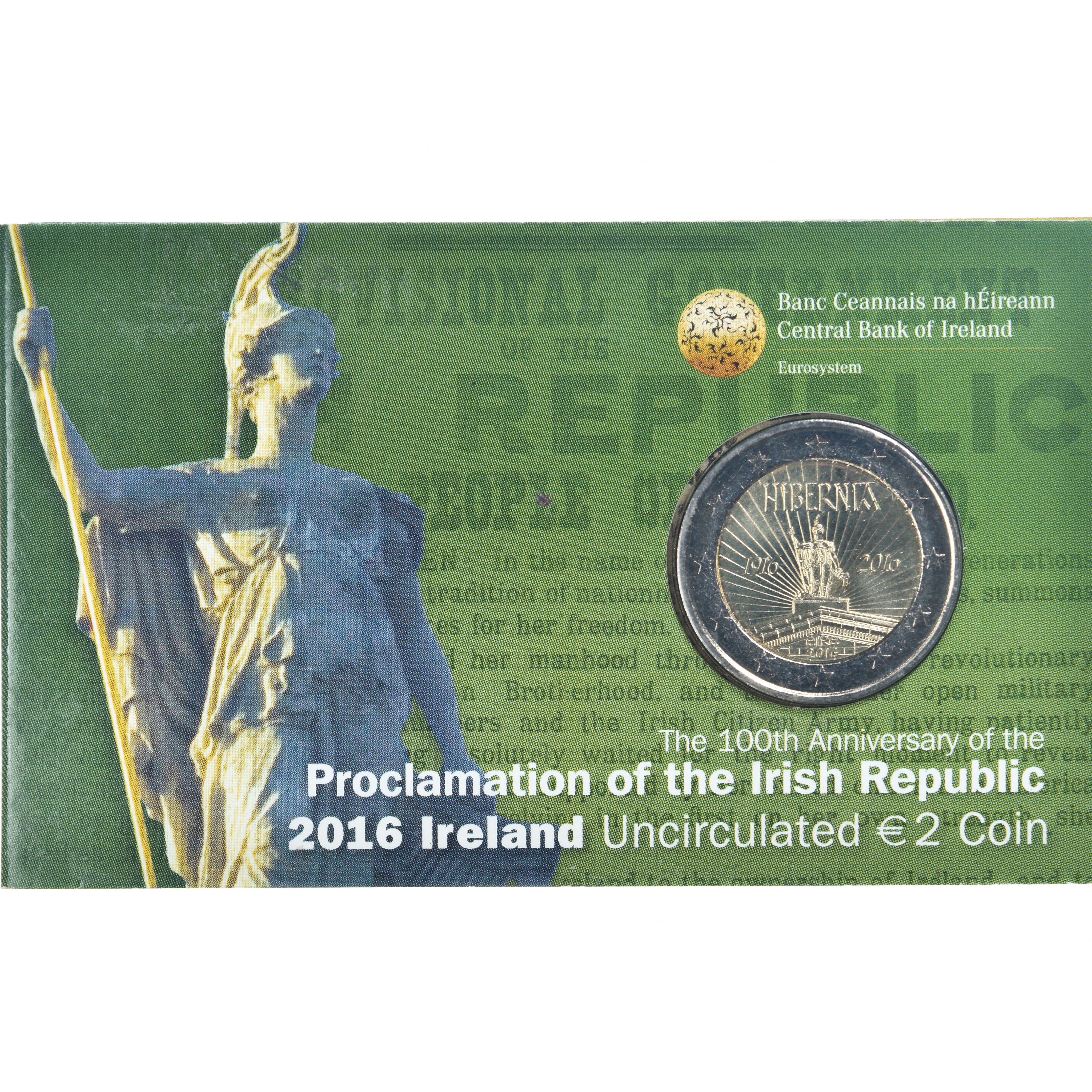 Ireland, 2 Euro, Hibernia, 2016, Coin Card.HIBERNIA. BU, MS(65-70), Bi-Metallic