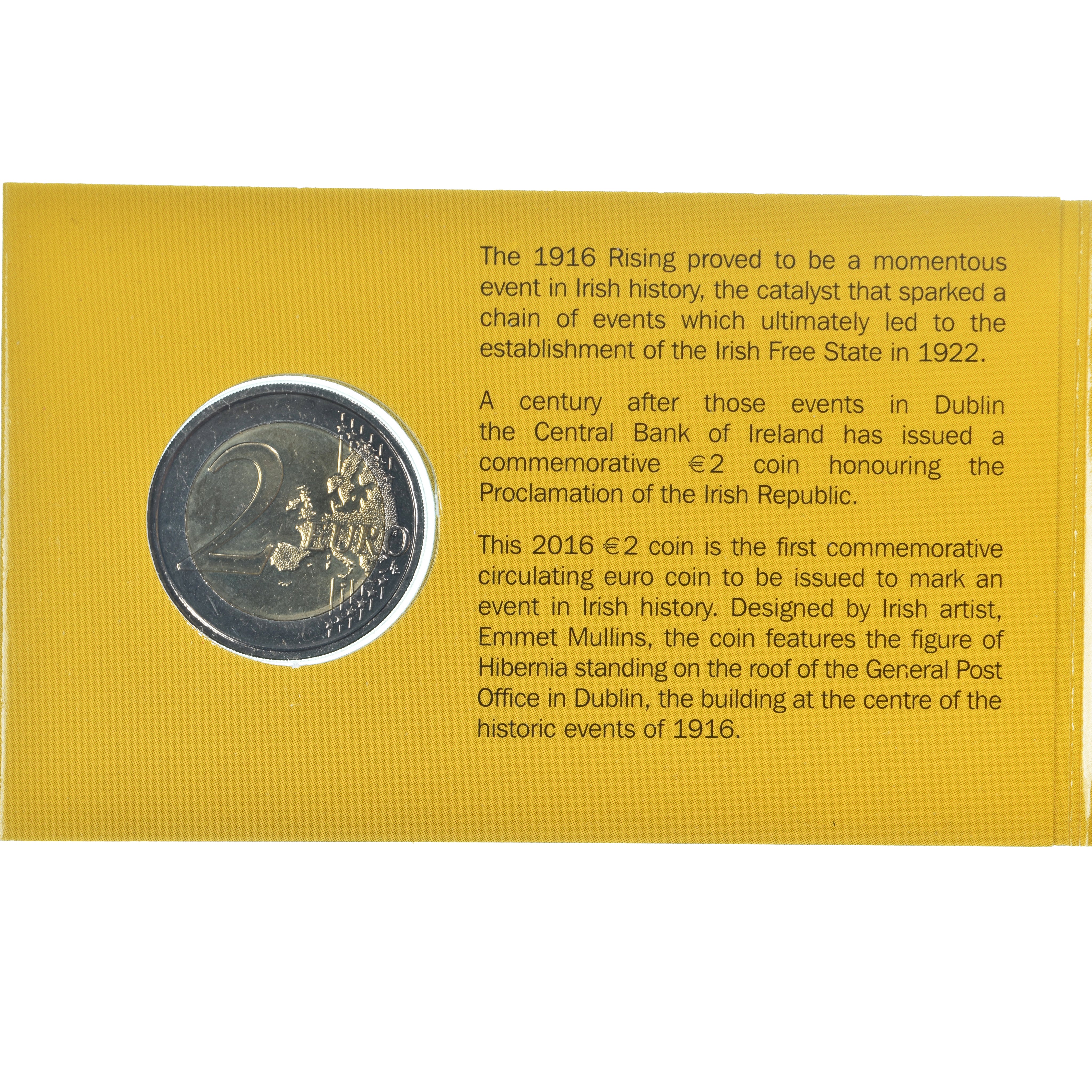 Ireland, 2 Euro, Hibernia, 2016, Coin Card.HIBERNIA. BU, MS(65-70), Bi-Metallic