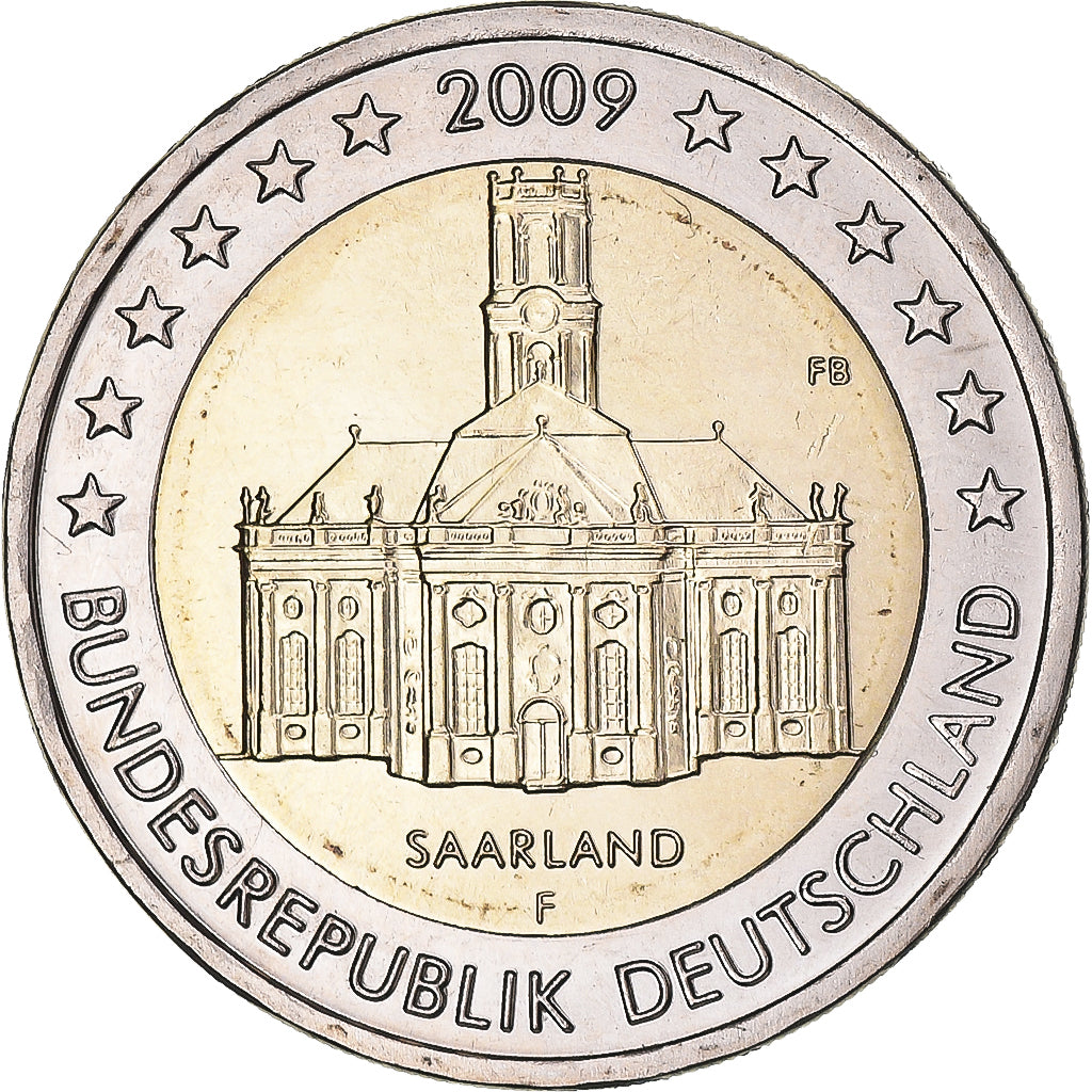 GERMANY - FEDERAL REPUBLIC, 2 Euro, Saarland, 2009, Stuttgart, MS(63)