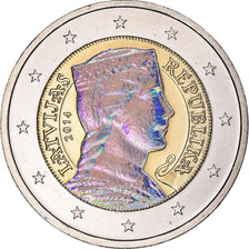 Latvia, 2 Euro, 2014, Stuttgart, Iridescent, STGL, Bi-Metallic, KM:157