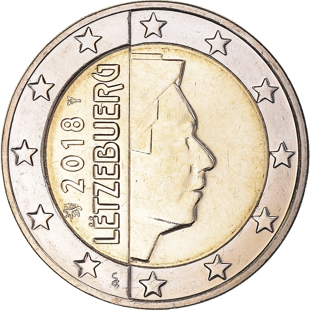 Luxemburgo, 2 Euro, 2018, MS(63), Bimetálico, KM:New