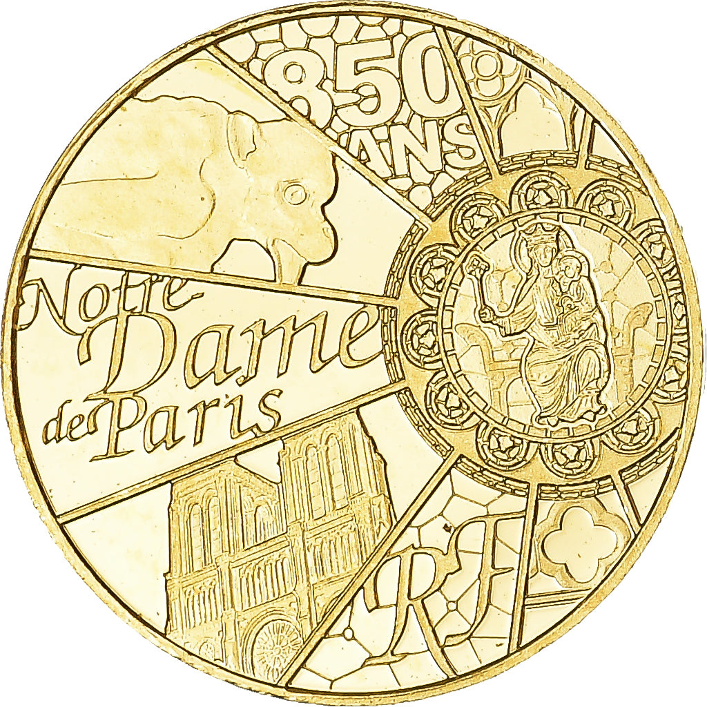 France, 5 Euro, 2013, Monnaie de Paris, Notre Dame de Paris, UNC, Gold
