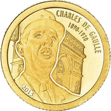 Coin, Gabon, 1000 Francs CFA, 2013, General De Gaulle. BE, MS(65-70), Gold