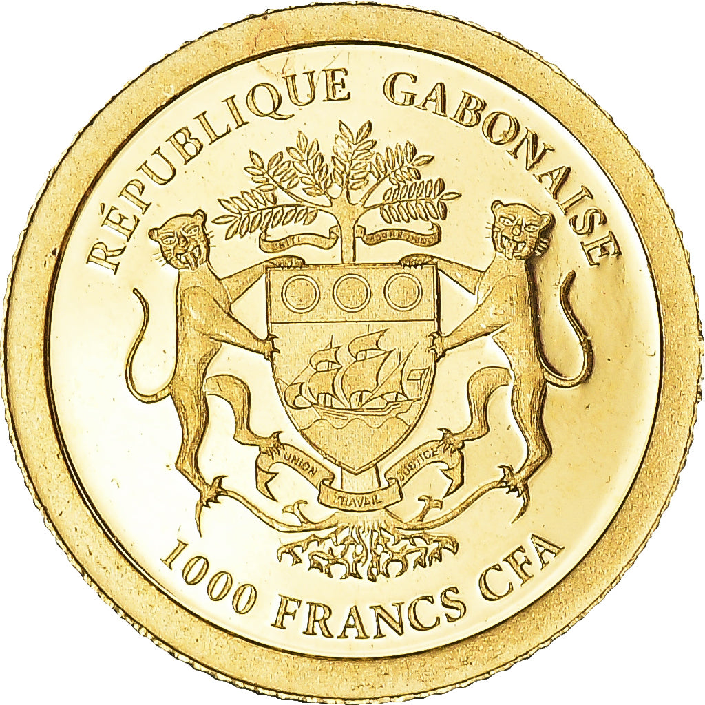 Coin, Gabon, 1000 Francs CFA, 2013, General De Gaulle. BE, MS(65-70), Gold