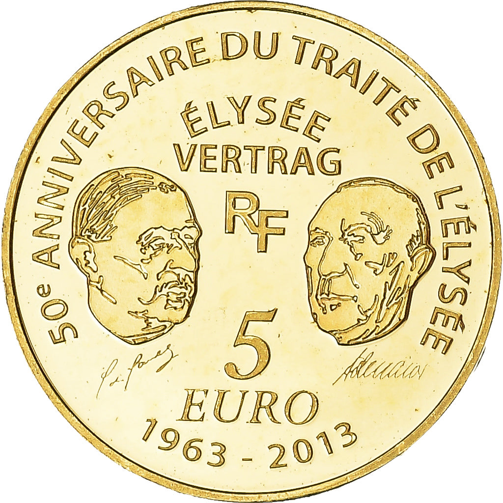 France, 5 Euro, Europa, 2013, Paris, BE, MS(65-70), Gold, KM:2092