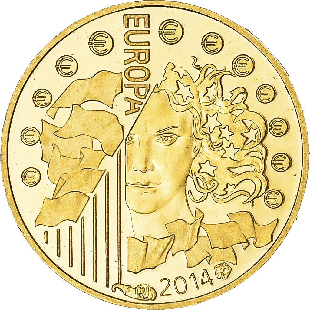 France, 5 Euros, 2014, Paris, BE, MS(65-70), Gold