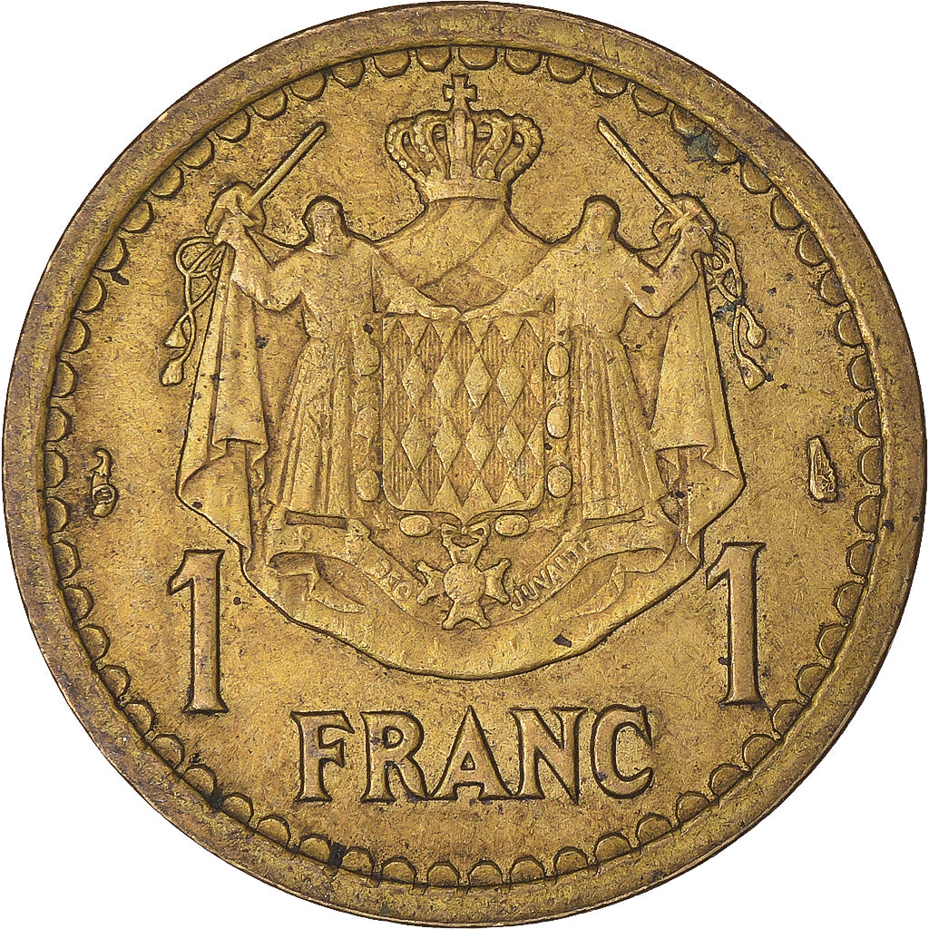 Monnaie, Monaco, Louis II, Franc, 1943, TB+, Bronze-Aluminium, Gadoury:132