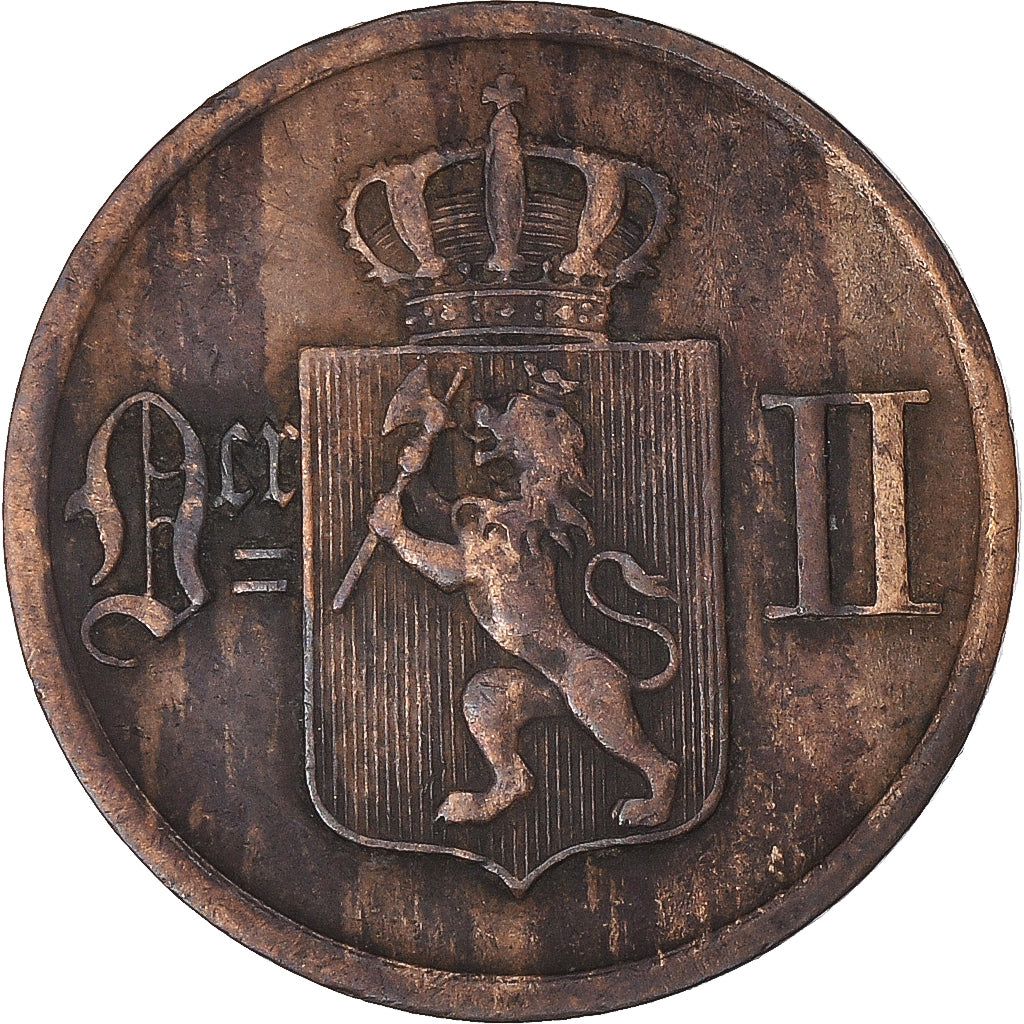 Moneda, Noruega, Oscar II, Ore, 1877, MBC+, Bronce, KM:352