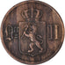 Moneda, Noruega, Oscar II, Ore, 1877, MBC+, Bronce, KM:352