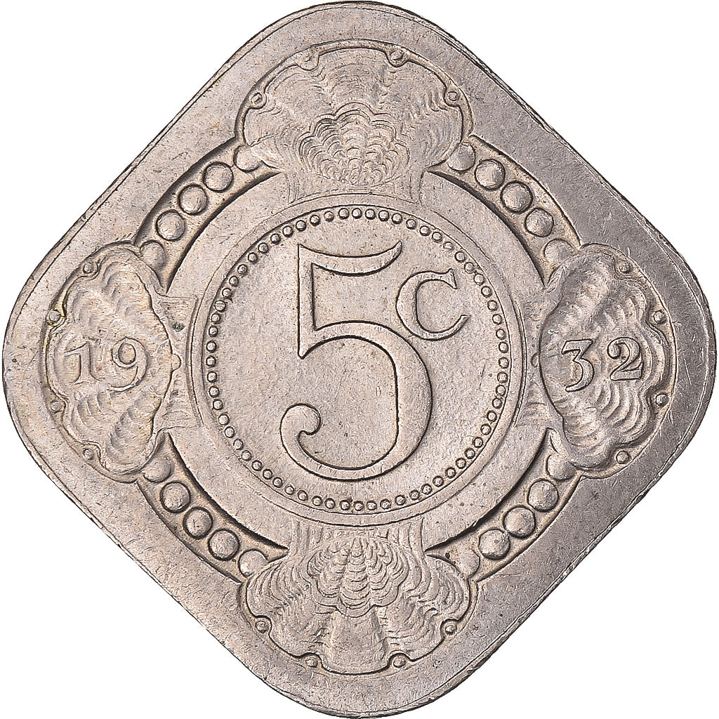 Moeda, Países Baixos, Wilhelmina I, 5 Cents, 1932, EF(40-45), Cobre-níquel