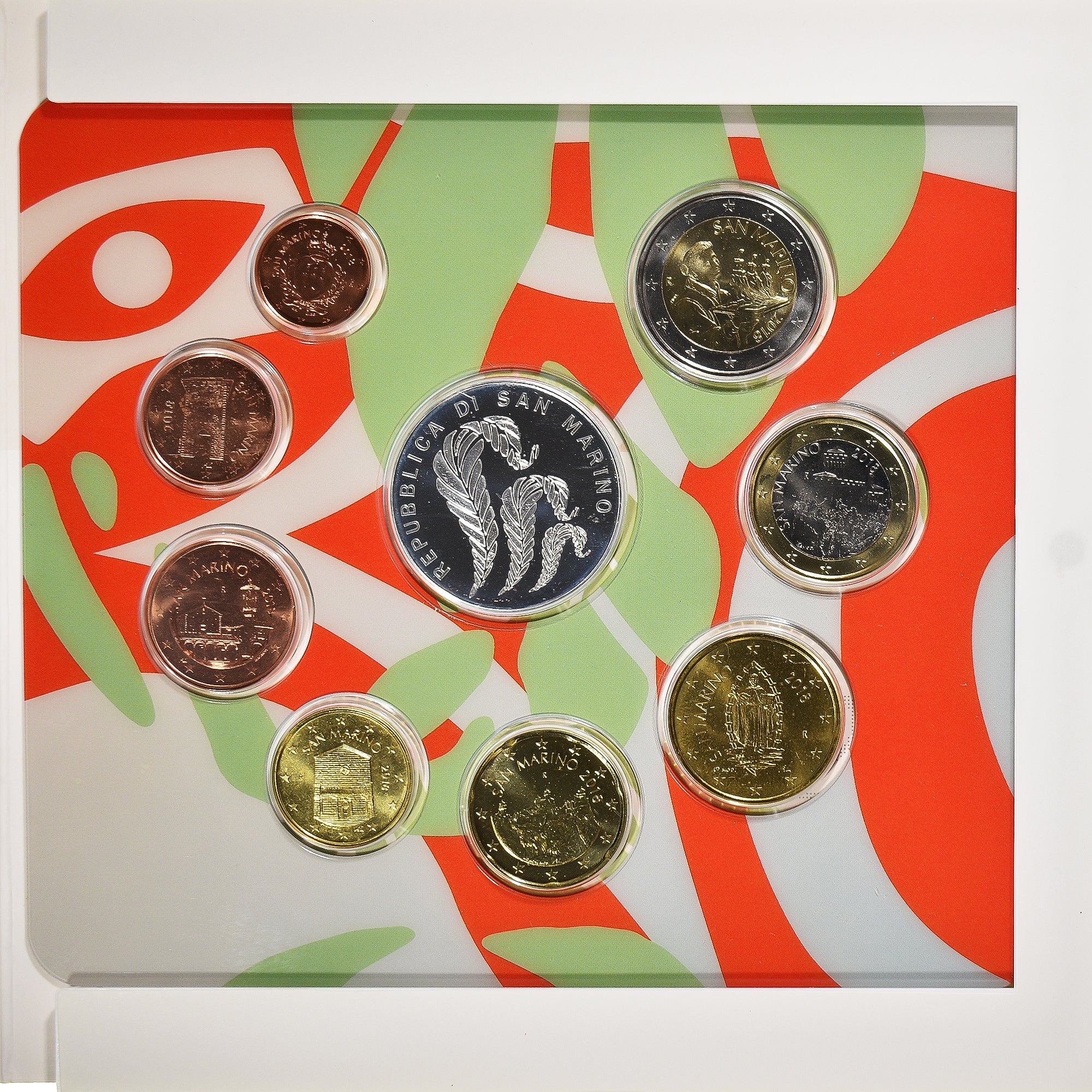San Marino, Euro-Set, 2018, Rome, Serie euro de 1 cent à 5 euro  San Marino