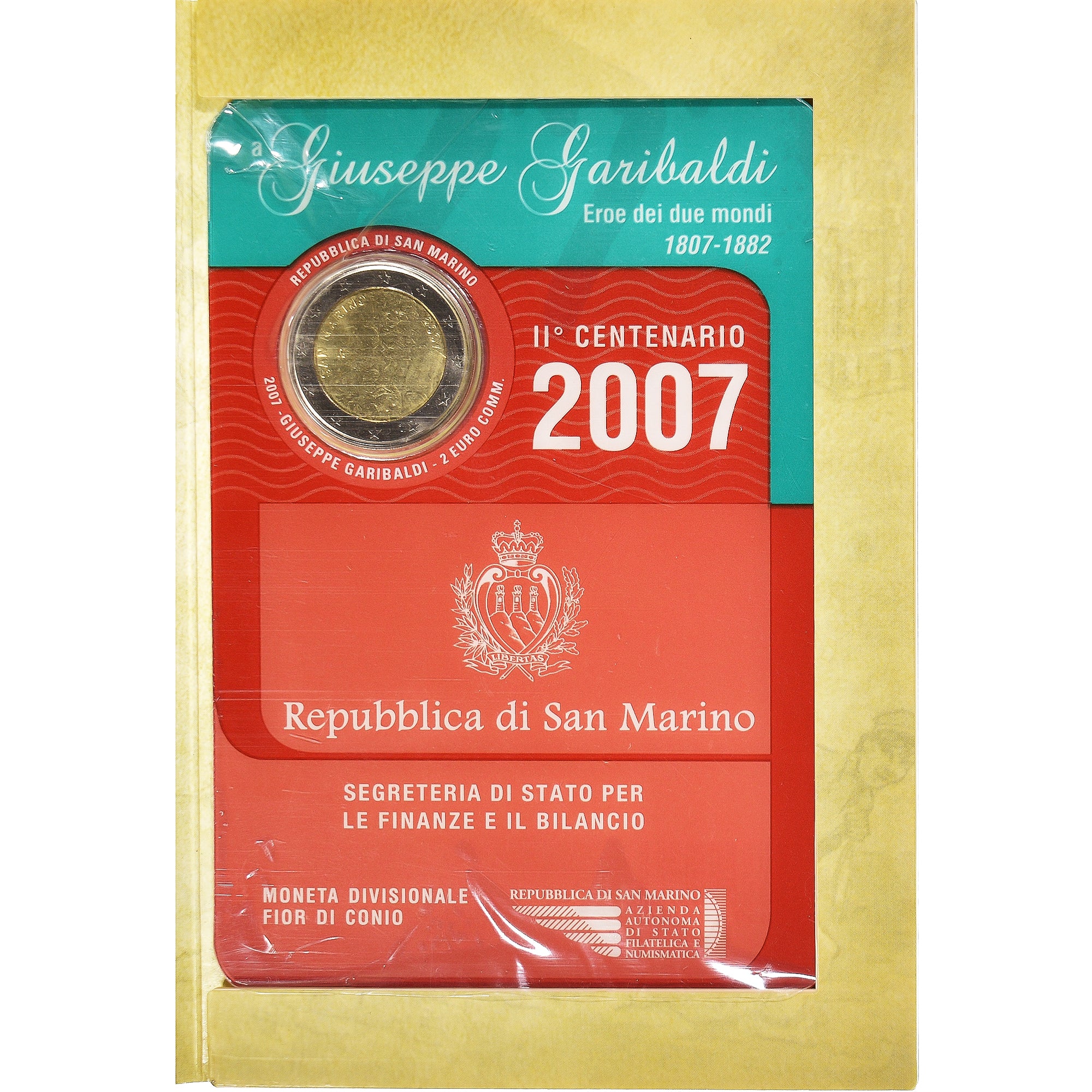 San Marino, 2 Euro, 2007, Rome, 200e ANNIVERSAIRE DE LA NAISSANCE DE GIUSEPPE