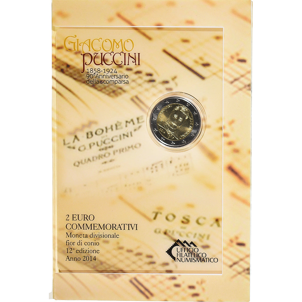 San Marino, 2 Euro, Giacomo Puccini, 2014, Rome, Special Unc., MS(65-70)