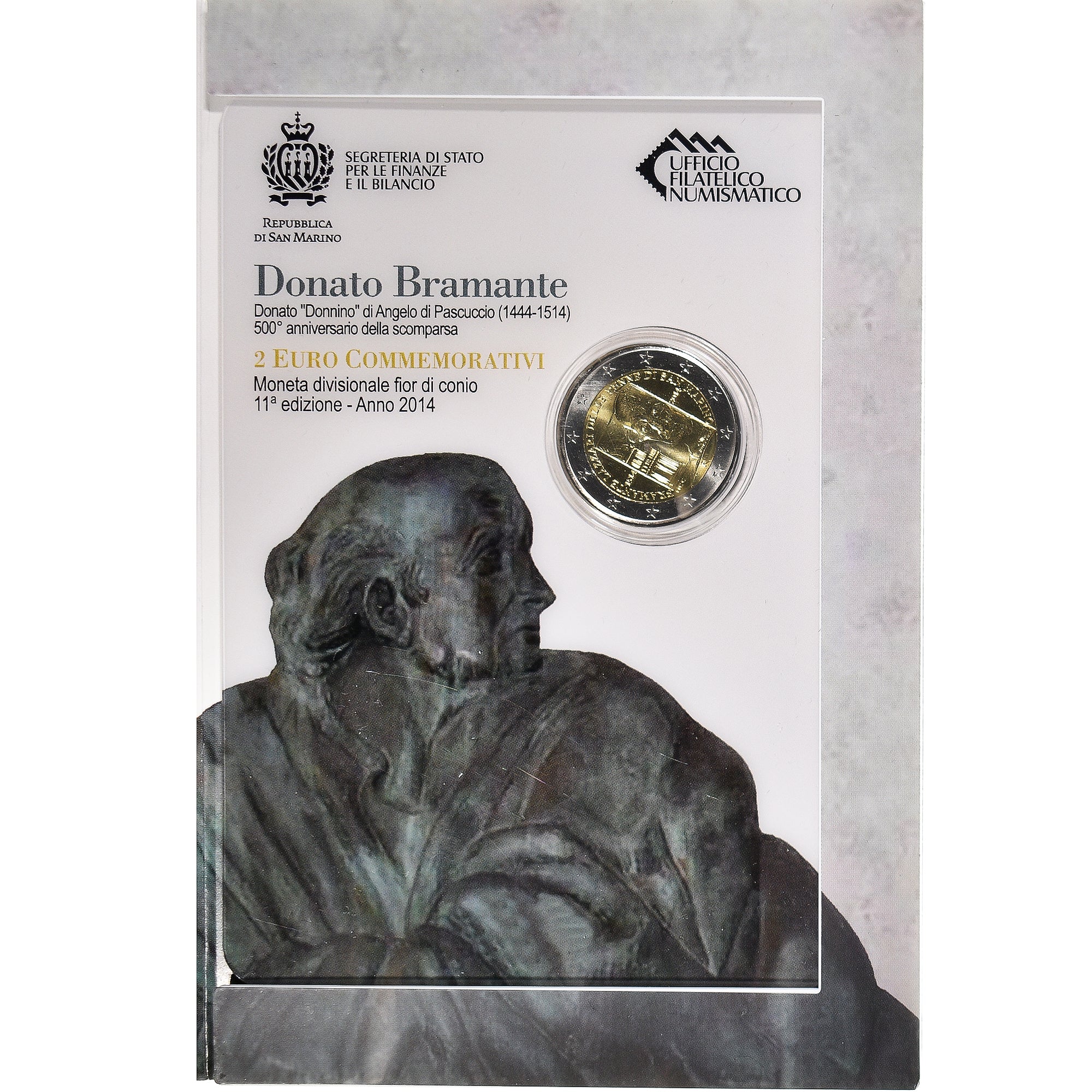 Saint Marin , 2 Euro, 500ème anniversaire de la mort de Bramante, 2014, Rome