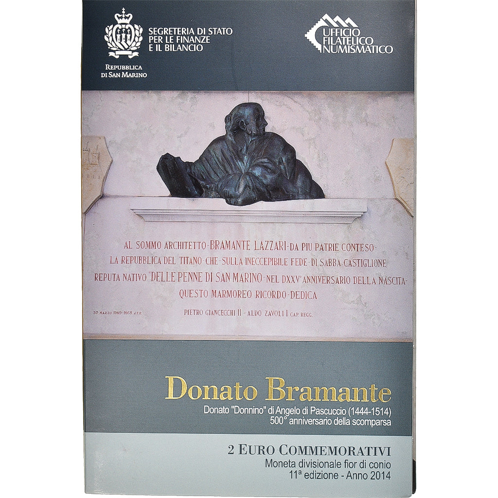 Saint Marin , 2 Euro, 500ème anniversaire de la mort de Bramante, 2014, Rome