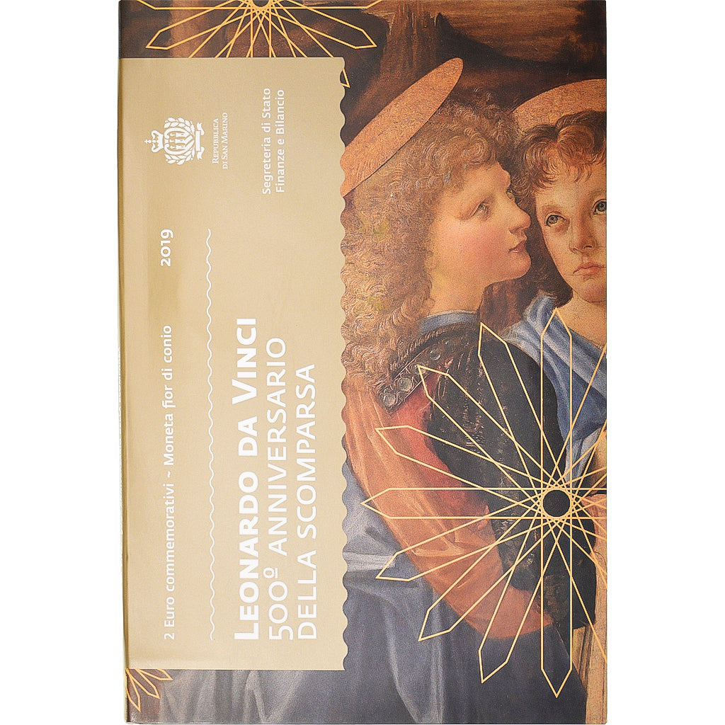 San Marino, 2 Euro, 2019, Rome, Leonardo Da Vinci.FDC.BU, MS(65-70), Bi-Metallic
