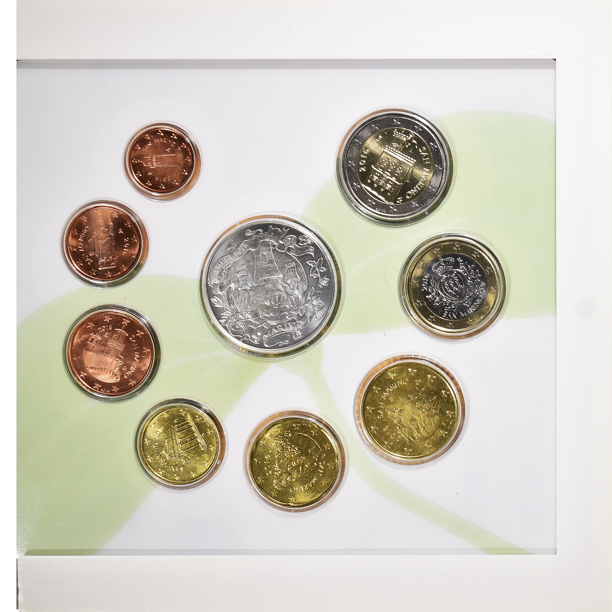 San Marino, Set Euros, 2016, Rome, Set euro 1 cent à 5 euros. Giornata Int.