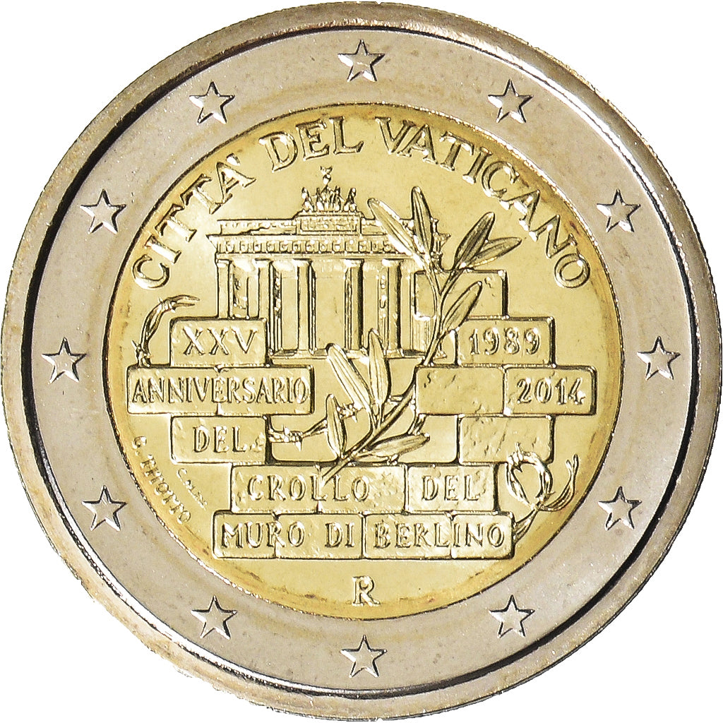 Vatican, 2 Euro, 2014, 25th Anniversary of the Fall of the Berlin Wall