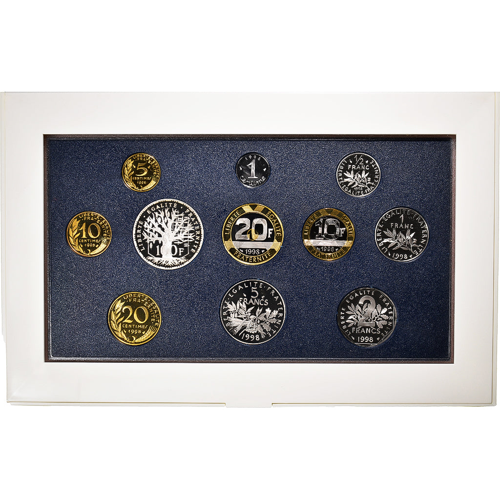Coin, France, Proof Set Franc, 1998, Monnaie de Paris, BE, MS(65-70)