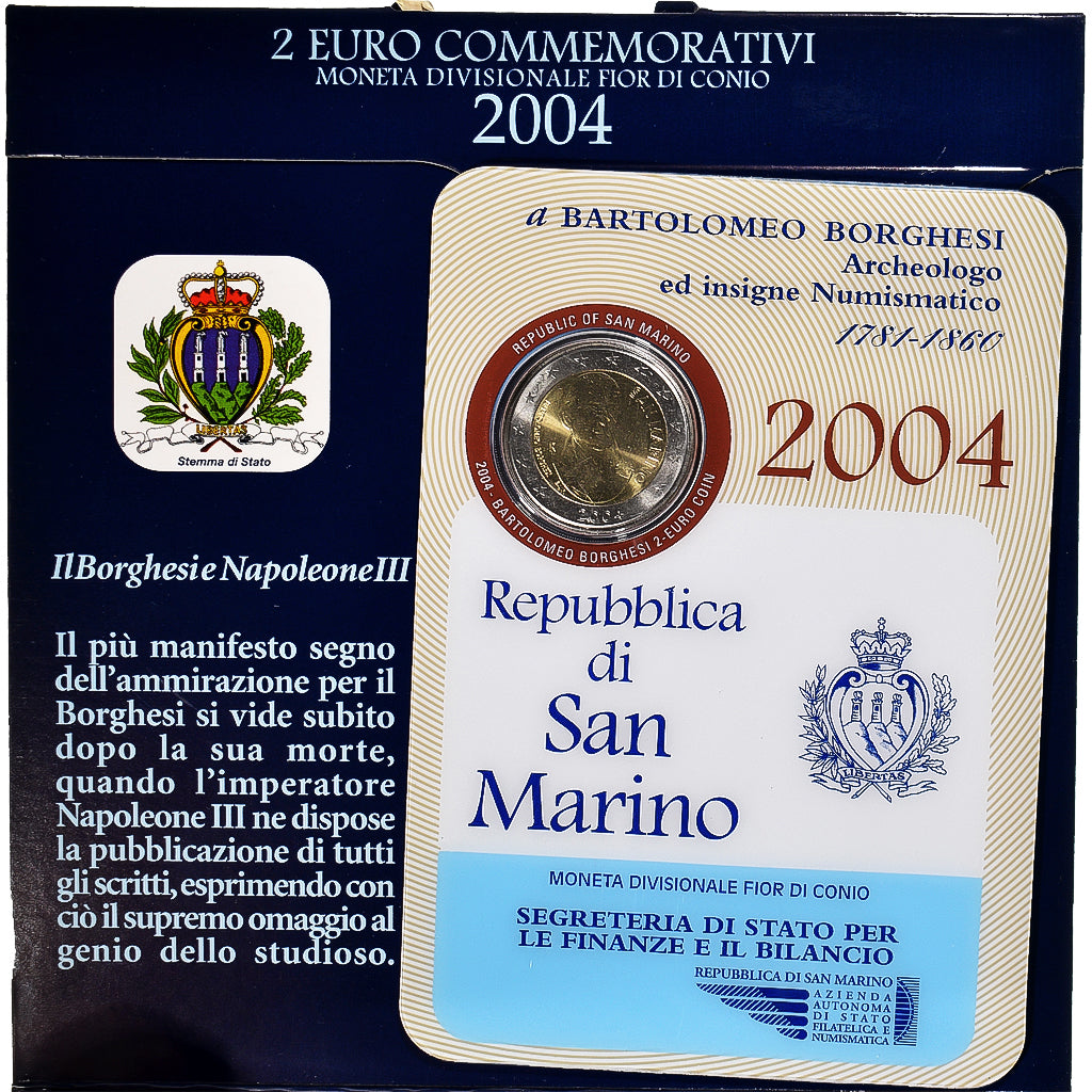 San Marino, 2 Euro, 2004, FDC, MS(65-70), Bi-Metallic