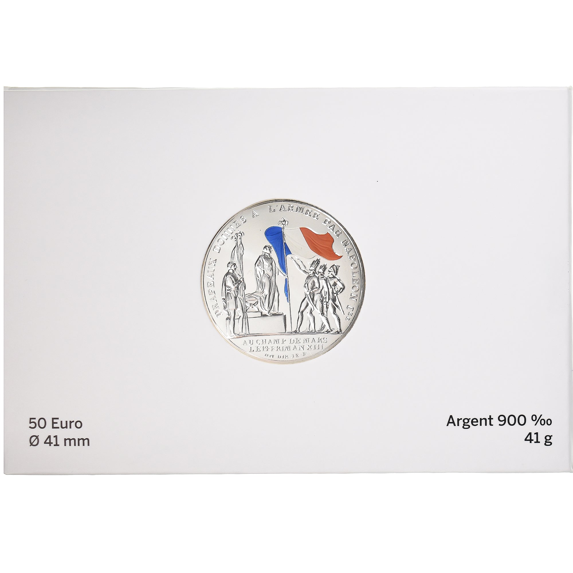 France, Monnaie de Paris, 50 Euro, Le drapeau français, 2019, FDC.Colorized.