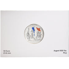 France, Monnaie de Paris, 50 Euro, Le drapeau français, 2019, FDC.Colorized.