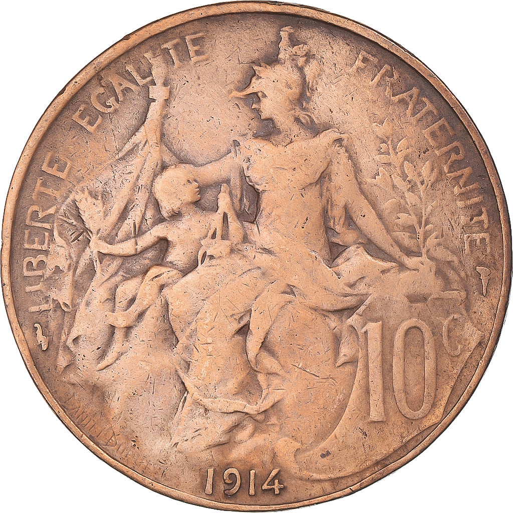 Moneta, Francja, Dupuis, 10 Centimes, 1914, Paris, VF(20-25), Brązowy, KM:843