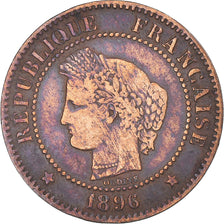 Coin, France, Cérès, 2 Centimes, 1896, Paris, VF(30-35), Bronze, KM:827.1