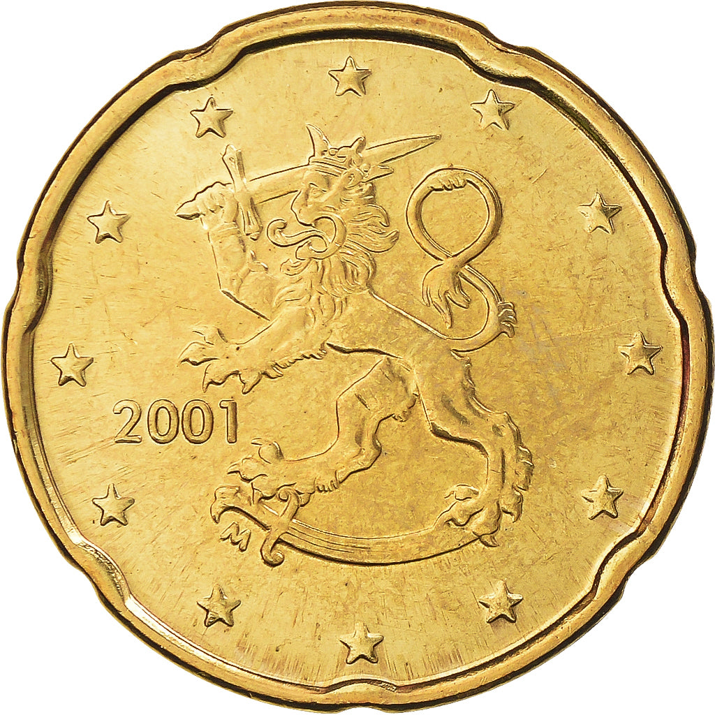 Finland, 20 Euro Cent, 2001, Vantaa, MS(65-70), Brass, KM:102