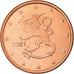 Finland, 5 Euro Cent, 2001, Vantaa, MS(65-70), Copper Plated Steel, KM:100