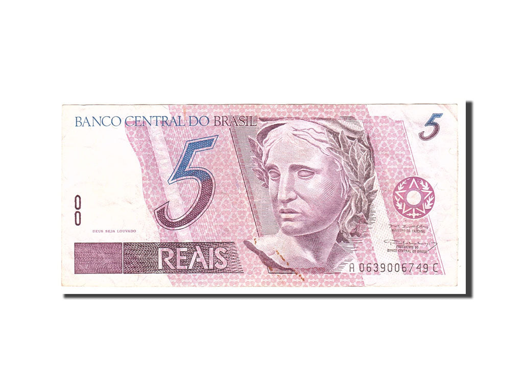Brazil, 5 Reais, 1997, KM:244Aa, Undated, EF(40-45)