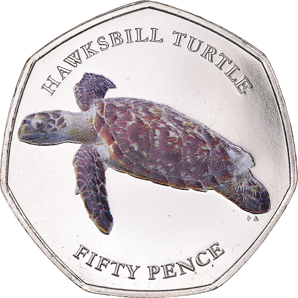 Coin, British Indian Ocean, 50 Pence, 2019, Tortues - Tortue imbriquée