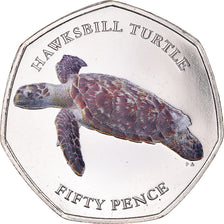 Moneta, British Indian Ocean, 50 Pence, 2019, Tortues - Tortue imbriquée, FDC