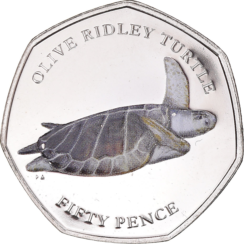 Coin, British Indian Ocean, 50 Pence, 2019, Tortues - Tortue olivâtre