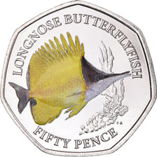 Coin, British Indian Ocean, Longnose Butterflyfish., 50 Pence, 2021