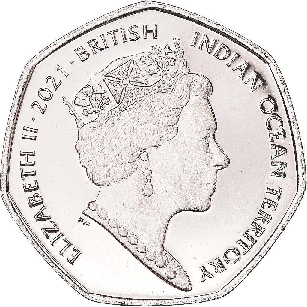 Coin, British Indian Ocean, Longnose Butterflyfish., 50 Pence, 2021