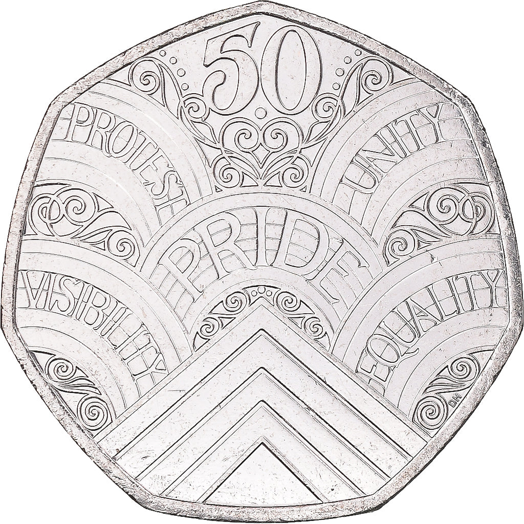 Coin, Gibraltar, 50 Pence, 2022, Fierté., MS(63), Copper-nickel