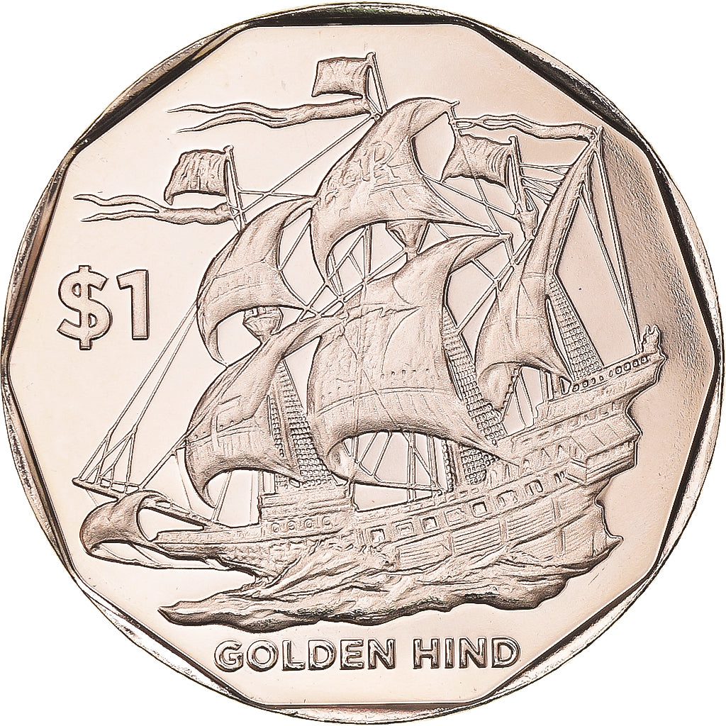 Moneta, ISOLE VERGINI BRITANNICHE, The Golden Hind, 1 Dollar, 2022, FDC, FDC