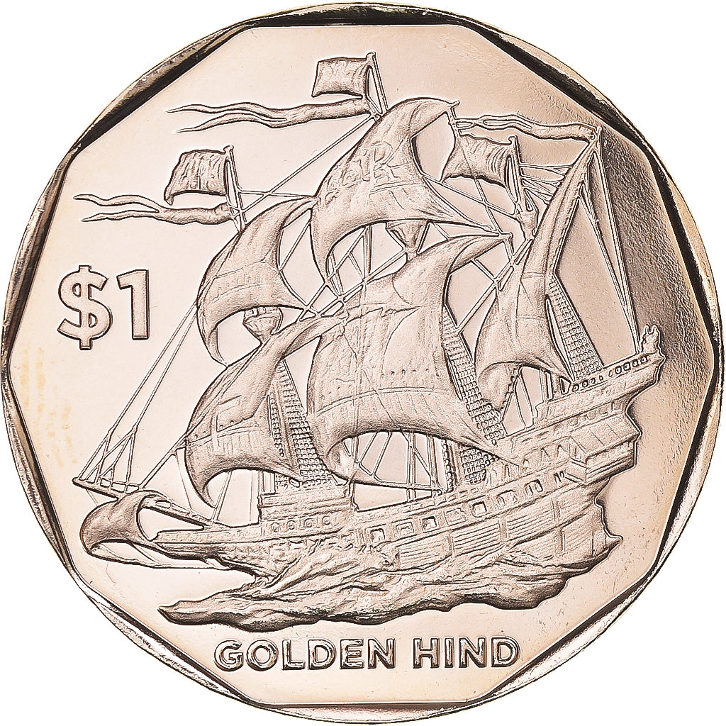 Coin, BRITISH VIRGIN ISLANDS, The Golden Hind, 1 Dollar, 2022, FDC, MS(65-70)