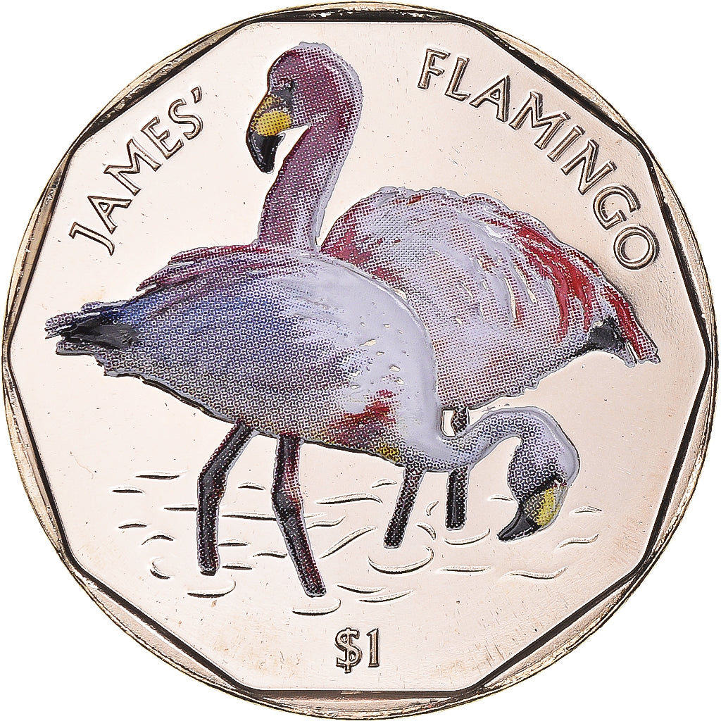 Coin, BRITISH VIRGIN ISLANDS, 1 Dollar, 2019, Coloured James's Flamingo.FDC