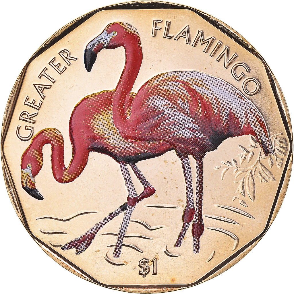 Coin, BRITISH VIRGIN ISLANDS, Greater Flamingo.Colorized.FDC, 1 Dollar, 2019