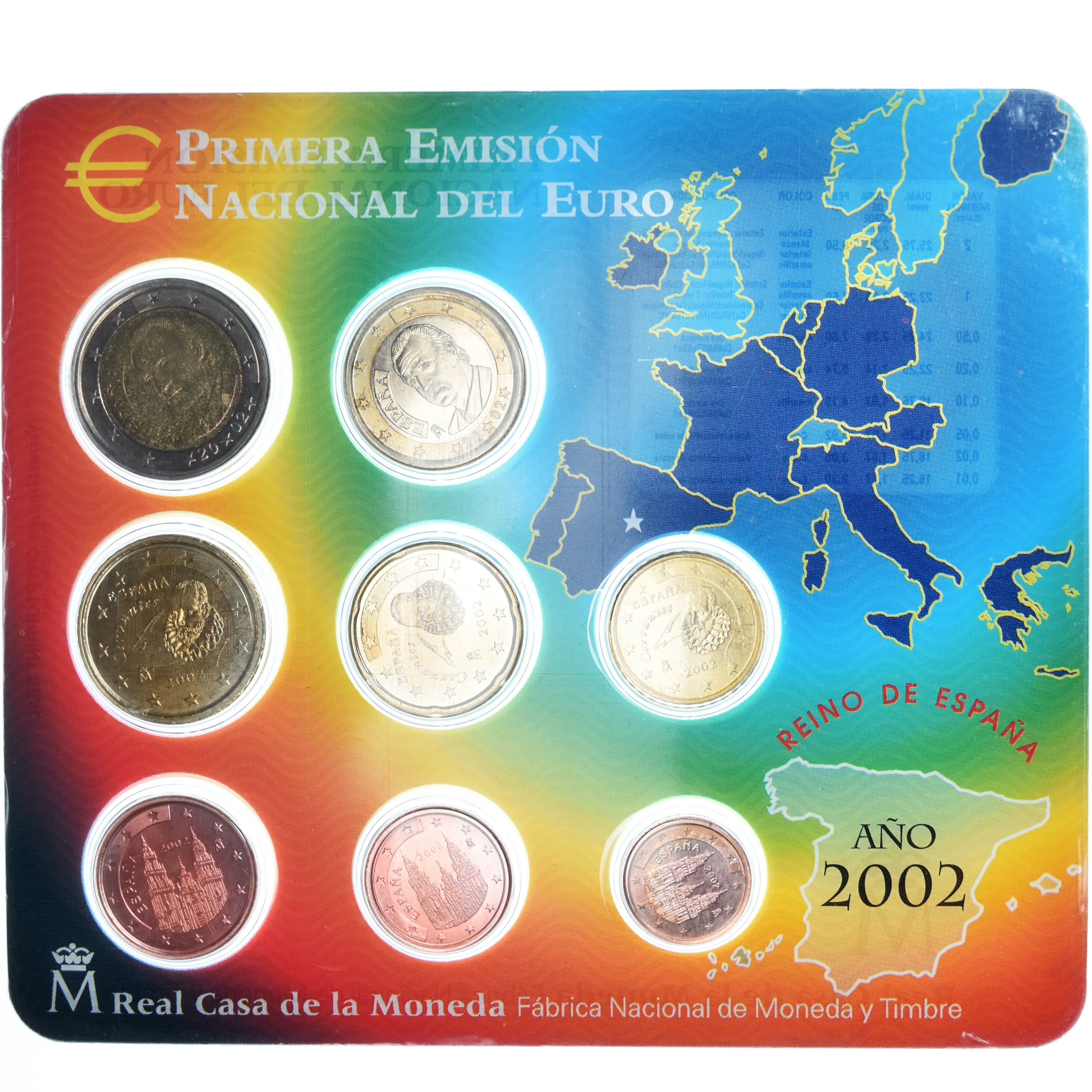 Spagna, Set, 2002, Set 8 monnaies Euro. FDC, FDC, N.C.