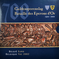 Belgio, 1 Cent to 2 Euro, euro set - Bataille des éperons d'or, 2002, Royal