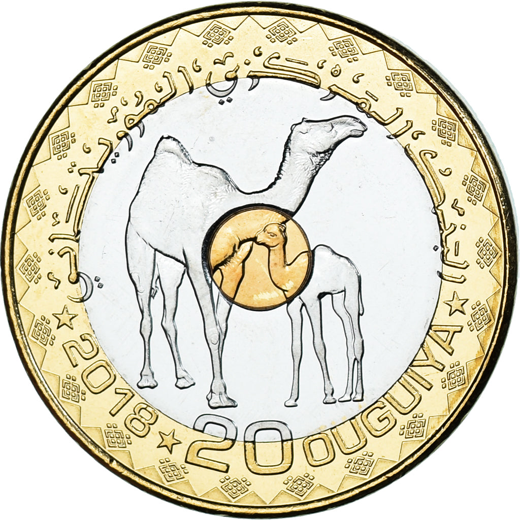 Coin, Mauritania, 20 Ouguiya, 2018, MS(63), Tri-Metallic, KM:15