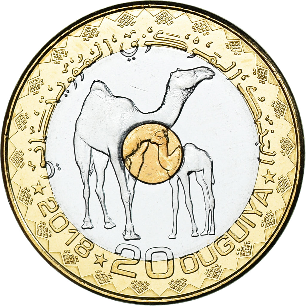 Coin, Mauritania, 20 Ouguiya, 2018, MS(63), Tri-Metallic, KM:15