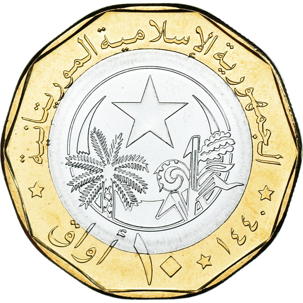 Monnaie, Mauritanie, 10 Ouguiya, 2018, SPL, Bimétallique, KM:14