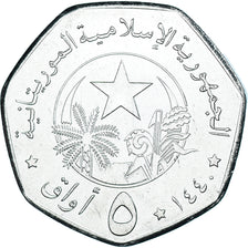 Coin, Mauritania, 5 Ouguiya, 2018, MS(63), Acier plaqué nickel, KM:13